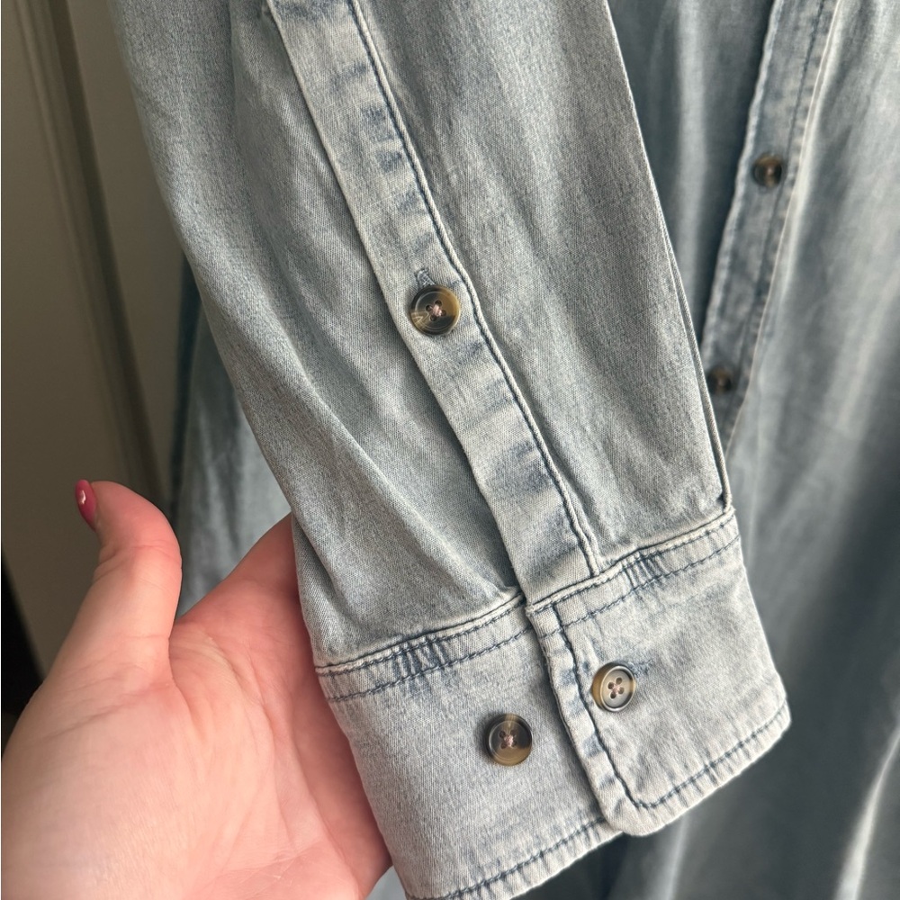 Universal Standard Light Blue Denim Shirt Dress - Long Sleeve - Picture 11 of 12